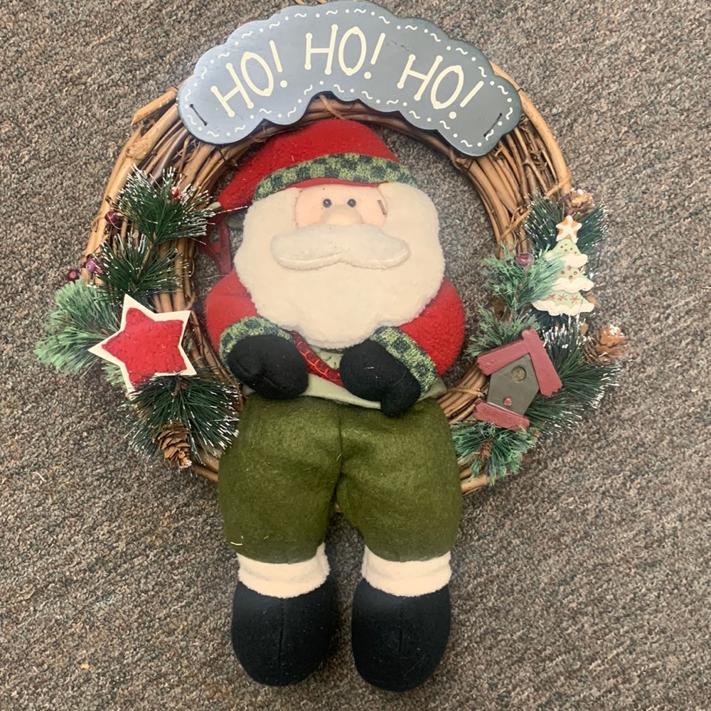 Christmas holiday wreath Santa ho ho ho pine tree
